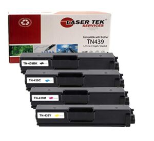 laser tek services compatible toner cartridge replacement for ultra high yield brother tn-439k tn-439c tn-439m tn-439y. (black, cyan, magenta, yellow, 4-pack)