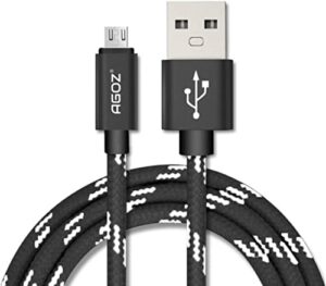 agoz micro usb charger cable for epson workforce es-50, canon imageformula r10 imageformula p-215ii, brother ds-740d ads-1700w, portable document scanner, mobile scanner, braided charging cord (6ft)