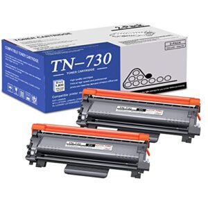 tn730 toner cartridge compatible 2 pack tn-730 black replacement for brother tn730 tn-730 for brother dcp-l2550dw mfc-l2710dw l2750dw l2750dwxl hl-l2350dw l2390dw l2395dw printer