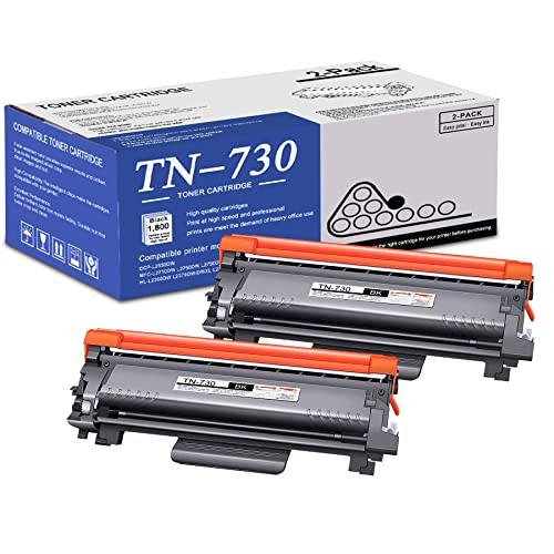 TN730 Toner Cartridge Compatible 2 Pack TN-730 Black Replacement for Brother TN730 TN-730 for Brother DCP-L2550DW MFC-L2710DW L2750DW L2750DWXL HL-L2350DW L2390DW L2395DW Printer