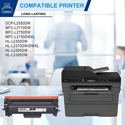 TN730 Toner Cartridge Compatible 2 Pack TN-730 Black Replacement for Brother TN730 TN-730 for Brother DCP-L2550DW MFC-L2710DW L2750DW L2750DWXL HL-L2350DW L2390DW L2395DW Printer