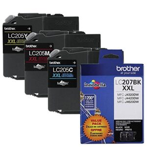 brother lc207 black ink twin pack with super high yield color ink cartridge set