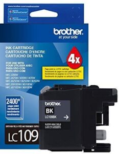 brother printer ultra high yield inkjet cartridge – black (lc109bk), pack of 4