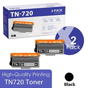 tn-720 tn720 black toner cartridge 2-pack compatible replacement for brother tn720 tn750 for hl-5440d hl-5450dn dcp-8110dn dcp-8150dn mfc-8710dw mfc-8810dw mfc-8910dw printer