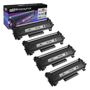 speedyinks compatible toner cartridge replacements for brother tn760 tn-760 tn730 tn-730 high yield (black, 4-pack) for dcp-l2550dw, hl-l2350dw, hl-l2370dw, hl-l2395dw, mfc-l2690dw, mfc-l2730dw