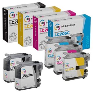 ld compatible ink cartridge replacements for brother lc207 & lc205 super high yield (2 black, 1 cyan, 1 magenta, 1 yellow, 5-pack)