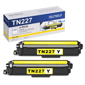 bigspce tn227y tn-227 high yield toner cartridge compatible tn 227 yellow toner replacement for brother tn227 hl-3210cw 3230cdw 3270cdw 3230cdn 3290cdw mfc-l3710cw l3770cdw printer, 2 pack