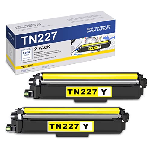 BIGSPCE TN227Y TN-227 High Yield Toner Cartridge Compatible TN 227 Yellow Toner Replacement for Brother TN227 HL-3210CW 3230CDW 3270CDW 3230CDN 3290CDW MFC-L3710CW L3770CDW Printer, 2 Pack