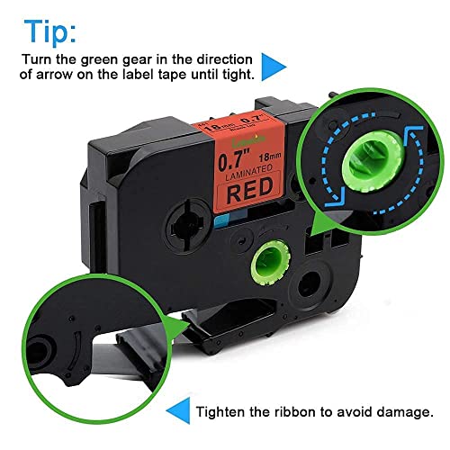 Compatible 18mm Label Tape Replacement for Brother P Touch TZe Label Tape Multicolor Bundle with TZe-241 Label Tapes, 0.7" x 26.2', Clear/White/Black/Orange/Red/Blue/Yellow/Green Tape (Total 9-Pack)