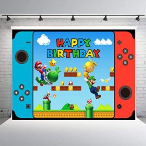 7x5 FT Super Bros Mario Birthday Party Background Decoration,Mario Video Game Photography Vinyl Photo Background