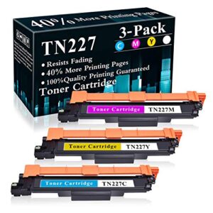 3-pack (c/m/y) cartridge tn227 / tn227c,tn227m,tn227y toner cartridge replacement for brother mfc-l3770cdw l3710cw l3750cdw l3730cdw hl-3210cw 3230cdw 3270cdw 3290cdw dcp-l3510cdw l3550cdw printer