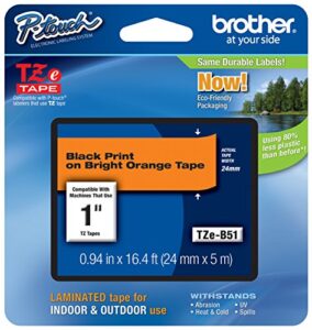 genuine brother 1″ (24mm) black on bright orange tze p-touch tape for brother pt-2400, pt2400 label maker