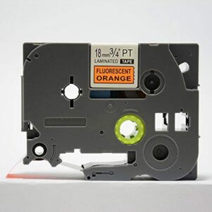 1pk black on orange fluorescent laminated label tape compatible for brother p-touch tze-b41 tz-b41 (18mm x 8m)