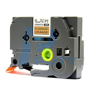 1PK Black on Orange Fluorescent Laminated Label Tape Compatible for Brother P-Touch TZe-B41 TZ-B41 (18mm x 8m)