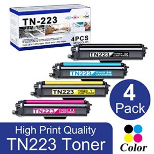 mitocolor tn223bk tn223c tn223m tn223y high yield toner cartridge – compatible 4 pack (1bk+1c+1m+1y) tn223 tn-223 toner replacement for brother mfc-l3770cdw l3750cdw hl-3210cw dcp-l3510cdw printer
