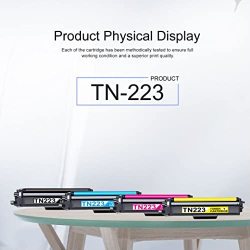 MITOCOLOR TN223BK TN223C TN223M TN223Y High Yield Toner Cartridge - Compatible 4 Pack (1BK+1C+1M+1Y) TN223 TN-223 Toner Replacement for Brother MFC-L3770CDW L3750CDW HL-3210CW DCP-L3510CDW Printer