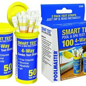 Poolmaster 22200 Smart 4-Way Swimming Pool and Spa Water Chemistry Test Strips, 100 Count, 2 Pack, Made in The USA, Yellow