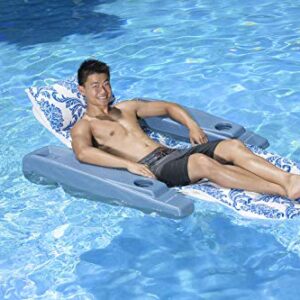 Poolmaster Swimming Pool Adjustable Floating Chaise Lounge, Royal Hawaiian, Blue