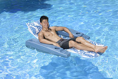 Poolmaster Swimming Pool Adjustable Floating Chaise Lounge, Royal Hawaiian, Blue