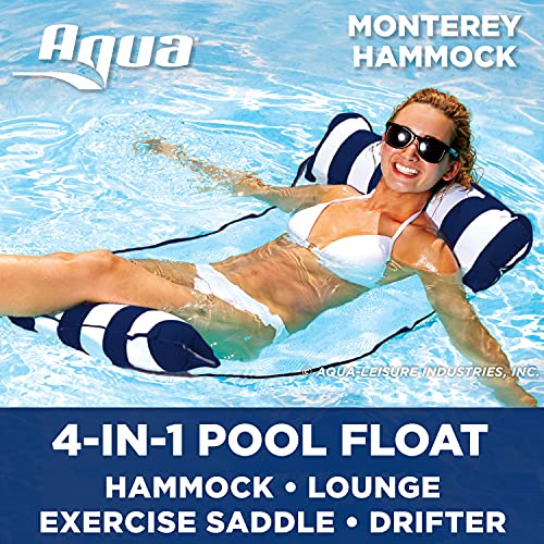 Aqua Original 4-in-1 Monterey Hammock Pool Float & Water Hammock – Multi-Purpose, Inflatable Pool Floats for Adults – Patented Thick, Non-Stick PVC Material