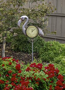 poolmaster 54580 outdoor thermometer garden stake, flamingo, multi