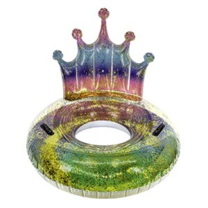 Poolmaster Swimming Pool Float Rainbow Glitter Tiara Tube, Multi Large