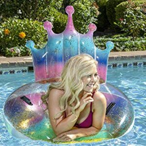 Poolmaster Swimming Pool Float Rainbow Glitter Tiara Tube, Multi Large