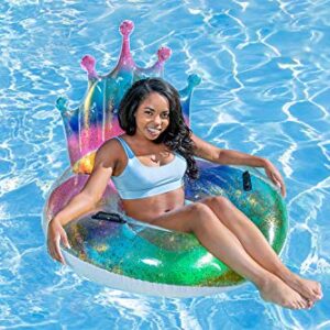 Poolmaster Swimming Pool Float Rainbow Glitter Tiara Tube, Multi Large