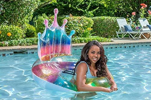 Poolmaster Swimming Pool Float Rainbow Glitter Tiara Tube, Multi Large