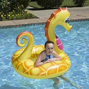 Poolmaster 48-Inch Inflatable Swimming Pool Party Float, Seahorse, Yellow