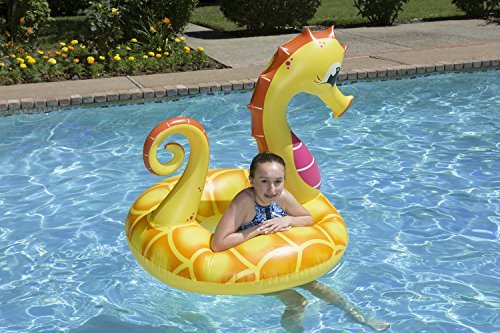 Poolmaster 48-Inch Inflatable Swimming Pool Party Float, Seahorse, Yellow