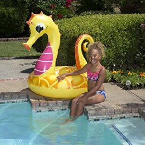 Poolmaster 48-Inch Inflatable Swimming Pool Party Float, Seahorse, Yellow