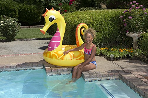 Poolmaster 48-Inch Inflatable Swimming Pool Party Float, Seahorse, Yellow