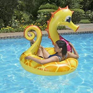 Poolmaster 48-Inch Inflatable Swimming Pool Party Float, Seahorse, Yellow