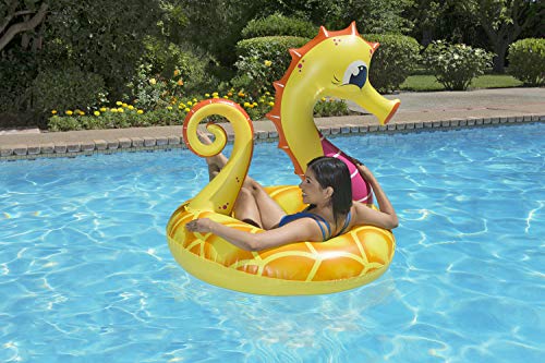 Poolmaster 48-Inch Inflatable Swimming Pool Party Float, Seahorse, Yellow