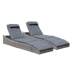 soleil jardin folding pool lounge chair set of 2 outdoor adjustable chaise lounge chair, fully assembled, patio reclining sun lounger, dark gray