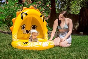 poolmaster inflatable swimming pool kiddie pool with sun shade, baby lion
