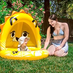 Poolmaster Inflatable Swimming Pool Kiddie Pool with Sun Shade, Baby Lion