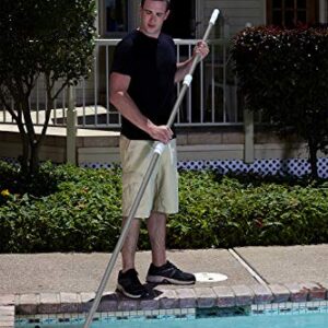 Poolmaster 21305 Commercial 3-Piece Adjustable Aluminum Telescopic Swimming Pool Pole, 15-Foot Extended, Three construction-1inch 8 inch X 1 1/4 inch Diameter, Silver