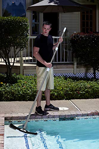 Poolmaster 21305 Commercial 3-Piece Adjustable Aluminum Telescopic Swimming Pool Pole, 15-Foot Extended, Three construction-1inch 8 inch X 1 1/4 inch Diameter, Silver