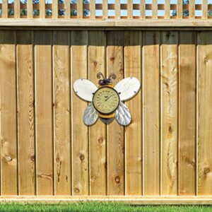 poolmaster 54579 bumble bee wall décor and thermometer for home or garden, yellow