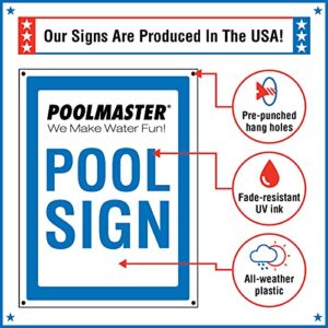 Poolmaster Sign for Residential or Commercial Swimming Pools, No Glassware