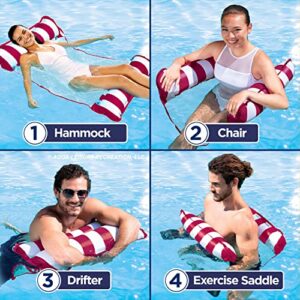 Aqua Original 4-in-1 Monterey Hammock Pool Float & Water Hammock – Multi-Purpose, Inflatable Pool Floats for Adults – Patented Thick, Non-Stick PVC Material