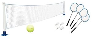 poolmaster 72776 above-ground mounted poolside volleyball / badminton game with perma-top mounts , white