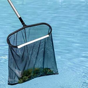 Poolmaster 21182 Premier Collection Solid-Core Aluminum Swimming Pool Leaf Rake with Durable Fine-Mesh Net, Medium, Silver