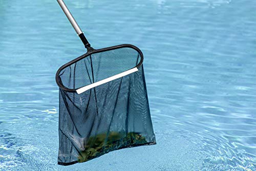 Poolmaster 21182 Premier Collection Solid-Core Aluminum Swimming Pool Leaf Rake with Durable Fine-Mesh Net, Medium, Silver