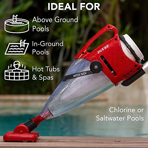 POOL BLASTER Pulse Cordless Pool Vacuum w/Pole Set - Large Debris Capacity & Fast Hoseless Cleaning of Inground & Above Ground Pools, Handheld Rechargeable Pool Cleaner for Sand, Silt & Leaves