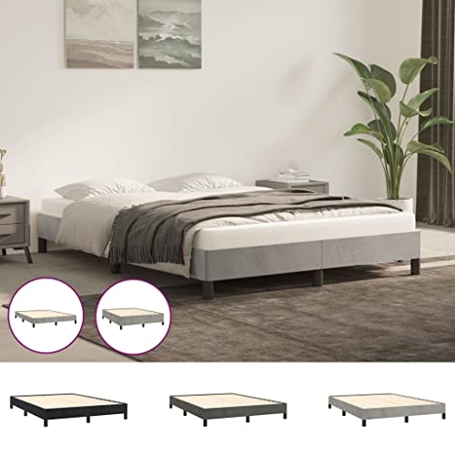 vidaXL Box Spring Bed Frame Home Indoor Bedroom Bed Accessory Wooden Upholstered Double Bed Base Furniture Dark Gray 59.8"x79.9" Queen Velvet