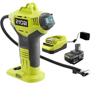 ryobi p737d 18-volt one+ cordless high pressure inflator + 4.0 ah high capacity lithium-ion battery & charger,