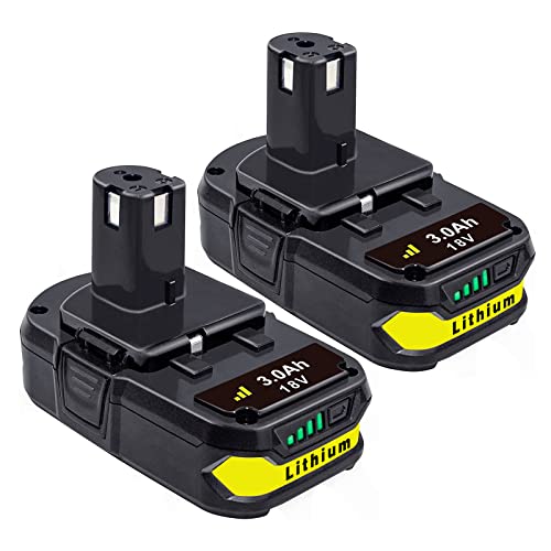 DTK 2Packs 3.0Ah Battery Replacement for Ryobi 18V ONE+ Battery P104 P105 P102 P103 P107 18V Lithium Battery